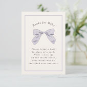 Lichte Paarse Plaid Bow Elegant Baby shower Informatiekaartje (Staand voorkant)