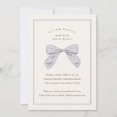 Lichte Paarse Plaid Bow Elegant Baby shower Kaart (Voorkant)