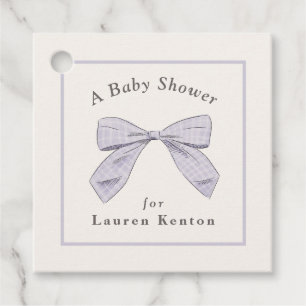 Lichte Paarse Plaid Bow Elegant Neutraal Baby show Bedankjes Labels