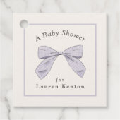 Lichte Paarse Plaid Bow Elegant Neutraal Baby show Bedankjes Labels (Voorkant)