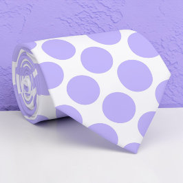 Lichte paarse polka stippen op witte maatwerk stro stropdas
