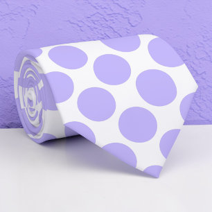 Lichte paarse polka stippen op witte maatwerk stro stropdas