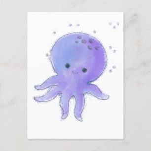 Lichte Paarse Schattigee octopus Waterverf Briefkaart