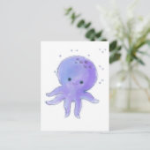 Lichte Paarse Schattigee octopus Waterverf Briefkaart (Staand voorkant)