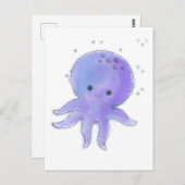 Lichte Paarse Schattigee octopus Waterverf Briefkaart (Voorkant / Achterkant)