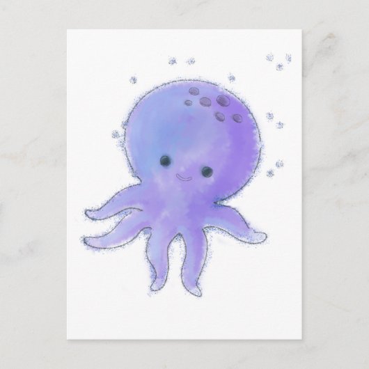 Lichte Paarse Schattigee octopus Waterverf Briefkaart (Voorkant)