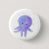Lichte Paarse Schattigee octopus Waterverf Ronde Button 3,2 Cm (Voorkant)