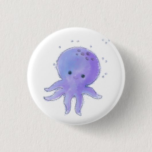 Lichte Paarse Schattigee octopus Waterverf Ronde Button 3,2 Cm (Voorkant)