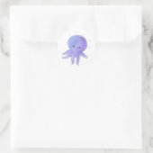 Lichte Paarse Schattigee octopus Waterverf Ronde Sticker (Tas)