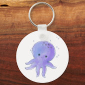 Lichte Paarse Schattigee octopus Waterverf Sleutelhanger (Voorkant)