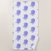 Lichte Paarse Schattigee octopus Waterverf Strandlaken (Voorkant)