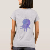 Lichte Paarse Schattigee octopus Waterverf T-shirt (Achterkant)