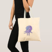 Lichte Paarse Schattigee octopus Waterverf Tote Bag (Voorkant (product))