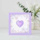 Lichte paarse sneeuwvlok & Frosted Heart Kaart (Staand voorkant)