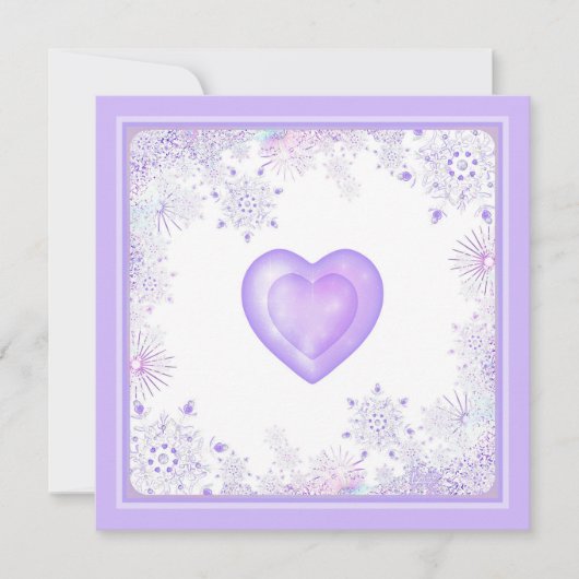 Lichte paarse sneeuwvlok & Frosted Heart Kaart (Voorkant)