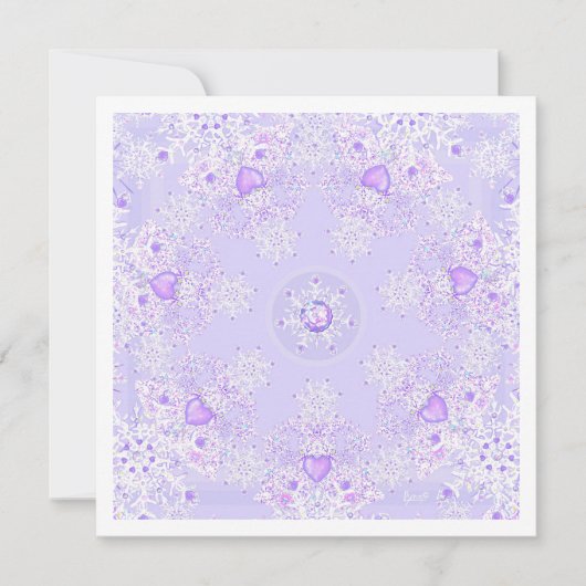 Lichte paarse sneeuwvlok & Frosted Heart Kaart (Voorkant)