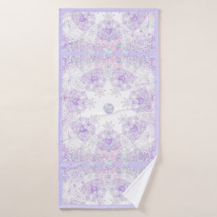 Lichte paarse sneeuwvlok & Glinsterend Hart Badhanddoek