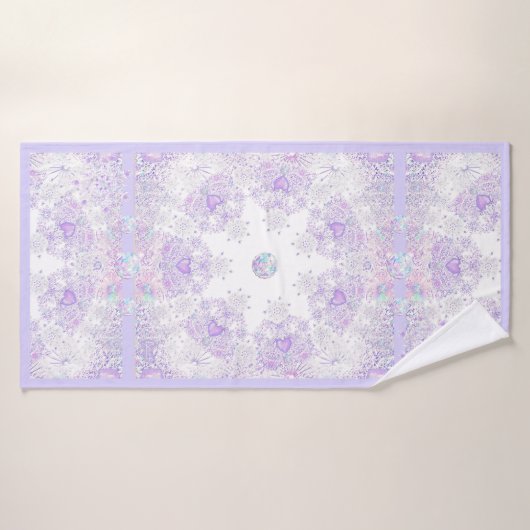Lichte paarse sneeuwvlok & Glinsterend Hart Badhanddoek (Badhanddoek)
