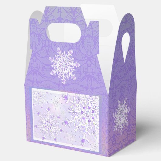 Lichte paarse sneeuwvlok & Glinsterend Hart Bedankdoosjes (Geopend)