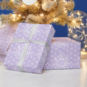 Lichte paarse sneeuwvlok & Glinsterend Hart Cadeaupapier