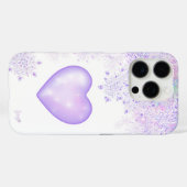 Lichte paarse sneeuwvlok & Glinsterend Hart Case-Mate iPhone Case (Achterkant (horizontaal))