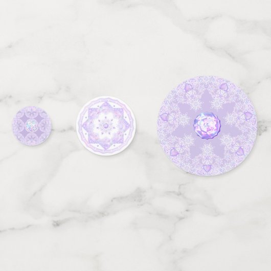 Lichte paarse sneeuwvlok & Glinsterend Hart Confetti (Achterkanten)