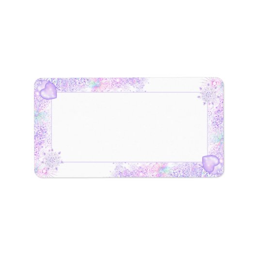 Lichte paarse sneeuwvlok & Glinsterend Hart Etiket (Voorkant)