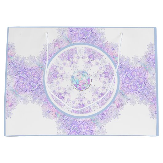 Lichte paarse sneeuwvlok & Glinsterend Hart Groot Cadeauzakje (Voorkant)