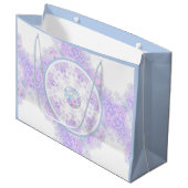 Lichte paarse sneeuwvlok & Glinsterend Hart Groot Cadeauzakje (Voorkant Gekanteld)