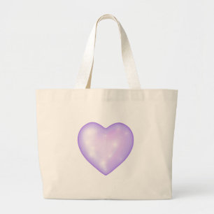 Lichte paarse sneeuwvlok & Glinsterend Hart Grote Tote Bag
