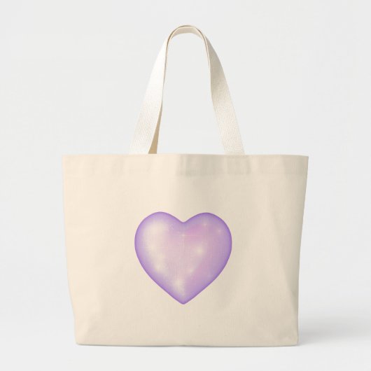 Lichte paarse sneeuwvlok & Glinsterend Hart Grote Tote Bag (Voorkant)