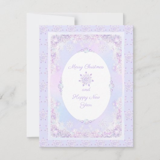 Lichte paarse sneeuwvlok & Glinsterend Hart Kaart (Voorkant)