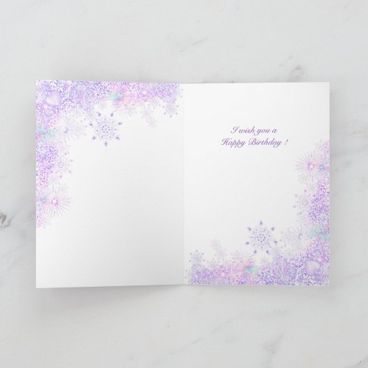 Lichte paarse sneeuwvlok & Glinsterend Hart Kaart (Binnen)