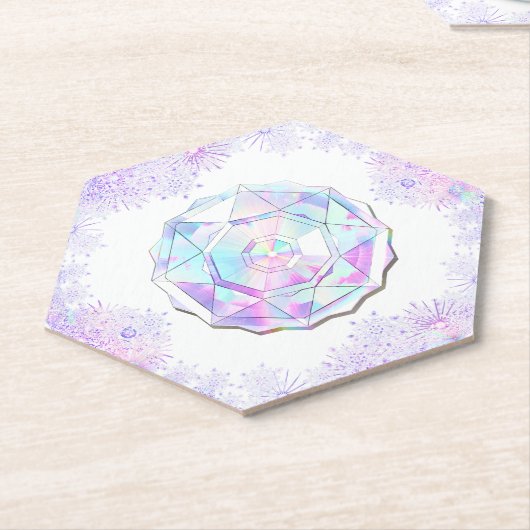 Lichte paarse sneeuwvlok & Glinsterend Hart Kartonnen Onderzetters (Schuin)