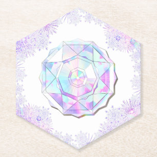 Lichte paarse sneeuwvlok & Glinsterend Hart Kartonnen Onderzetters