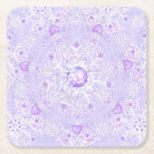 Lichte paarse sneeuwvlok & Glinsterend Hart Kartonnen Onderzetters (Voorkant)