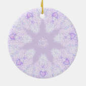 Lichte paarse sneeuwvlok & Glinsterend Hart Keramisch Ornament (Achterkant)