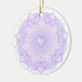 Lichte paarse sneeuwvlok & Glinsterend Hart Keramisch Ornament (Links)