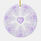 Lichte paarse sneeuwvlok & Glinsterend Hart Keramisch Ornament (Achterkant)