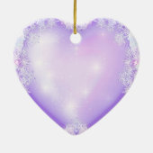 Lichte paarse sneeuwvlok & Glinsterend Hart Keramisch Ornament (Achterkant)