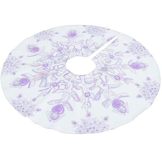 Lichte paarse sneeuwvlok & Glinsterend Hart Kerstboom Rok (Gekanteld)