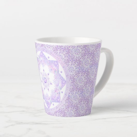 Lichte paarse sneeuwvlok & Glinsterend Hart Latte Mok (Rechterhoek)