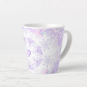 Lichte paarse sneeuwvlok & Glinsterend Hart Latte Mok (Rechterhoek)