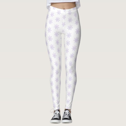 Lichte paarse sneeuwvlok & Glinsterend Hart Leggings (Voorkant)