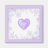 Lichte paarse sneeuwvlok & Glinsterend Hart Magneet (Voorkant)
