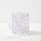 Lichte paarse sneeuwvlok & Glinsterend Hart Matglas Koffiemok (Voorkant links)