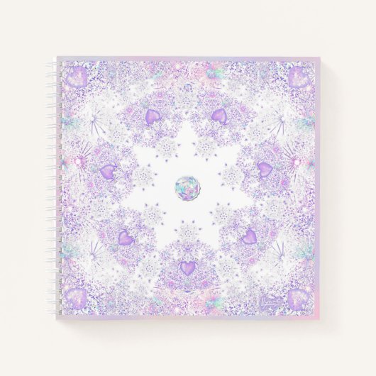 Lichte paarse sneeuwvlok & Glinsterend Hart Notitieboek (Voorkant)
