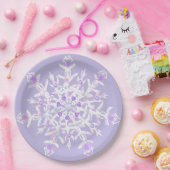 Lichte paarse sneeuwvlok & Glinsterend Hart Papieren Bordje (Feest)