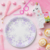 Lichte paarse sneeuwvlok & Glinsterend Hart Papieren Bordje (Feest)