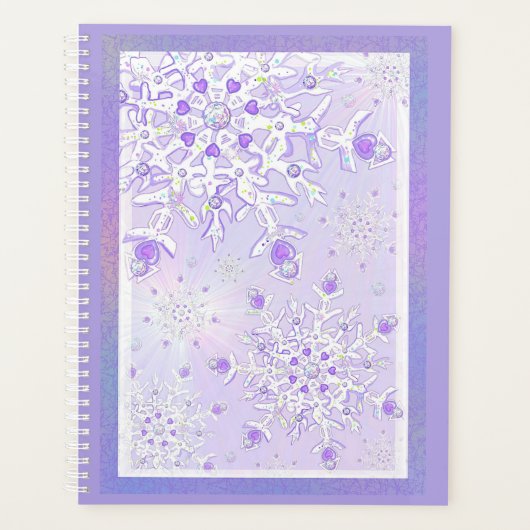 Lichte paarse sneeuwvlok & Glinsterend Hart Planner (Voorkant)